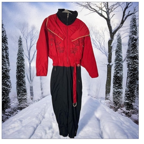 Bogner Ski Jumpsuit Red Black Snowsuit - Picture 2 of 3